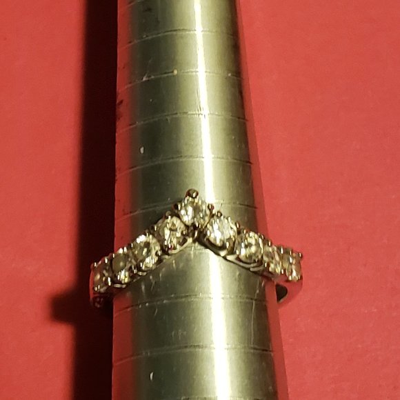 Vintage 925 V Ban 9 Stone CZ Diamond Ring - Picture 2 of 7